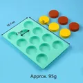 Molde de silicona redondo de 12 cavidades para hornear y jabón, mide 26,3x16,7 cm - 12 Cavidades (J2401169-C)
