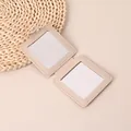Beige PU leather foldable square makeup mirror, portable mini pocket mirror for travel - Square / Square Khaki