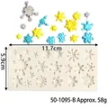 Snowflake silicone fondant cake mold variant showing dimensions 11.7x5.9cm and weight - Detailed Snowflake Pattern (50-1095-B)