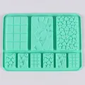 Stampo in silicone verde menta per cioccolato con cuori e motivi geometrici per DIY - Stile Misto Geometrico (SK-J1869) / Verde