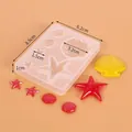 Sea-themed silicone resin mold for jewelry making with precise dimension markers - Starfish Shell Ocean Theme Mold (50-1484) / White