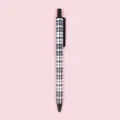 Creative pen-shaped utility knife featuring a stylish pink and navy plaid pattern design - Plaid Patchwork (08)