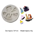 Sailing pirate ship silicone mold for fondant chocolate cake decorating baking tools - Pirate Ship and Sailboat Design (50-855-B)