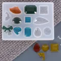 Detailed view of DIY silicone resin mold with gem, heart, and dolphin shapes - 12-Cavity Gem Dolphin Mix Mold (50-362) / White