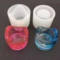 Moldes de silicona DIY para portavelas de resina y dos muestras de resina de colores - Molde de Diamante