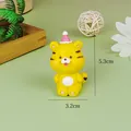 Detailed size view showing dimensions of cute resin tiger cake topper with pink party hat - Cartoon Resin Tiger