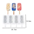 Durable white 4-cavity silicone popsicle mold for DIY homemade ice cream bars and treats - Geometric Shape (84057) / 4 Pieces/Pack