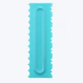 Cyan plastic cake scraper comb with serrated edges for cream texture styling - Sharp Serrated Style (84004-13)