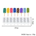 Professional 8-cavity silicone popsicle mold featuring geometric textures, 37cm long layout - Geometric Shape (84058) / 8 Cavities
