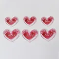 Set of six heart-shaped cake toppers with Love and 1314 prints in pink soft rubber - Love 1314 Heart Toppers / Set of 6