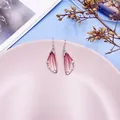 Elegant gradient cicada wing earrings featuring colorful rhinestones in a soft pink finish - Silver Style / Red Gradient