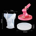 Stampo in silicone 3D coniglio e base per vassoio portaoggetti in resina fai da te - Set Coniglio Vassoio Rotondo (J2526)