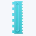 Blue plastic cake scraper tool with double-sided serrated edges for fondant styling. - Double-Sided Varied Style (84004-28)