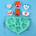 Molde de silicona en forma de corazón con oso y corazones para chocolate y jabón - 8 Cavidades (J2401163-B)