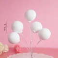 Primer plano de adornos para pasteles de globos de arcilla blanca de 2,5 cm - Globos de Alambre de 5 Piezas / Blanco