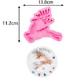 Pink reindeer shaped silicone mold for DIY Christmas fondant cake decoration and baking - Snowflake Reindeer Multi Pattern (50-1098-A)