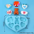 Molde de silicona de 6 cavidades corazón oso para chocolate y jabón artesanal, azul - 8 Cavidades (J2401163-C)