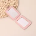 Portable pink PU leather foldable mini makeup mirror for travel and daily touch-ups - Rectangular Pink