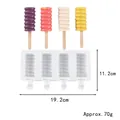 Premium 4-cavity white spiral silicone popsicle mold for DIY homemade ice cream - Candy-Haws Shape (84050) / 4 Pieces/Pack