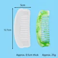 DIY silicone comb mold for resin casting with 12.7cm x 5cm dimension marks - White Vintage Long Handle Comb Mold (50-2039)