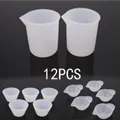 Juego completo de 12 tazas medidoras y mezcladoras de silicona para manualidades con resina epoxi - Juego de Herramientas de Mezcla (Y024) / 12 Unidades