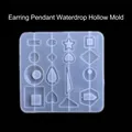 Clear silicone mold for DIY resin earrings with various geometric hollow shapes - Waterdrop Hollow Pendant Mold 60-280