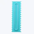 Turquoise plastic cake scraper tool with serrated edges for baking and fondant - Double-Sided Mixed Style (84004-21)