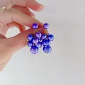 Vibrant purple freshwater pearl cluster stud earrings in a sweet grape design style - Blue-Purple Grape Cluster Style