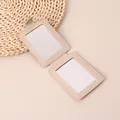 Elegant beige PU leather foldable mini mirror for portable travel, vanity, and makeup - Rectangular Khaki