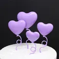 Lila herzförmige Ballon-Tortenaufsätze für die Dekoration von Geburtstagsdesserts - 4er-Set / Lila