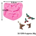 Pink Christmas deer and acorn silicone mold for fondant cake decorating, size 9.8x8.8cm. - Reindeer Head and Acorn (50-1099-A)