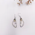 Elegant cicada wing gradient dangle earrings decorated with sparkling colorful rhinestones - Silver Style / Grey Gradient