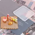 Detail view of wavy edge square silicone mold with finished resin coaster sample - Square Wave Style (60-239)