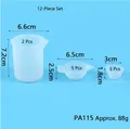 Kit de herramientas profesional de 12 piezas para resina epoxi con tazas y cuencos de silicona - Juego de Vasos de Mezcla (PA115) / 12 Unidades
