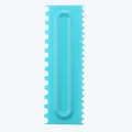 Light blue plastic cake scraper comb with double-sided serrated edges for baking decoration - Fine Wave Style (84004-16)