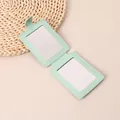Mint green portable foldable PU leather makeup mirror ideal for travel and daily vanity use - Rectangular Green