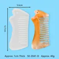 DIY crystal resin comb silicone mold for jewelry making shown with amber finished piece - White Large Base Comb Mold (50-2041)