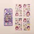 Set of 4 cute cartoon girl stickers for DIY scrapbooking and journal decoration - 4pcs / Midsummer Night