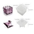 DIY square crystal storage box silicone mold set with finished purple resin sample - Cube (60-1039)