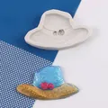 DIY καλούπι σιλικόνης σε σχήμα καπέλου για ζαχαροπλαστική και διακοσμήσεις από ρητίνη - Στυλ Καπέλο Ήλιου με Τριαντάφυλλο (50-2378-B)