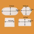 Moldes de resina de silicona blancos en formas ovalada, cuadrada y hexagonal con medidas - Juego de Moldes Geométricos (PA119) / 4 Piezas
