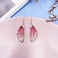Elegant handmade gradient pink cicada wing drop earrings with sparkling rhinestone details - Rose Gold / Red Gradient