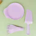 Kit de vaisselle jetable en plastique mauve avec assiettes et fourchettes gâteaux - Lot d'Assiettes en Goutte (Boîte) / Rose