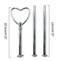 Silver heart-shaped tier handle and support rods for DIY tiered fruit tray stands - Heart Handle Stand Set (Silver) / 02001-70