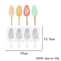White 4-cavity silicone popsicle mold featuring dimension labels for DIY ice pops - Water Drop (84055) / 4 Pieces/Pack