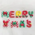 Décorations de gâteau de Noël en argile douce formant Merry Xmas au design festif - Ensemble de lettres / Ensemble de 9 pièces