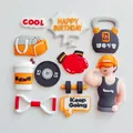 Fitness themed soft glue cake topper set for sports enthusiast birthday party decor - 11-Pieces (Fitness Man Theme)