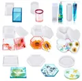 Set de varios moldes de silicona geométricos para joyería y posavasos de resina epoxi DIY - Juego de Moldes Geométricos (PA035) / 10 Piezas