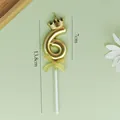 Vela elegante de cumpleaños número 6 con corona dorada y altura total de 13,8 cm - Corona Número 6 / Dorado
