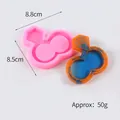 Ring-shaped keychain silicone mold with finished blue resin piece, size 8.8x8.5cm, 50g - Double Circle Interlocking Style (50-2943)